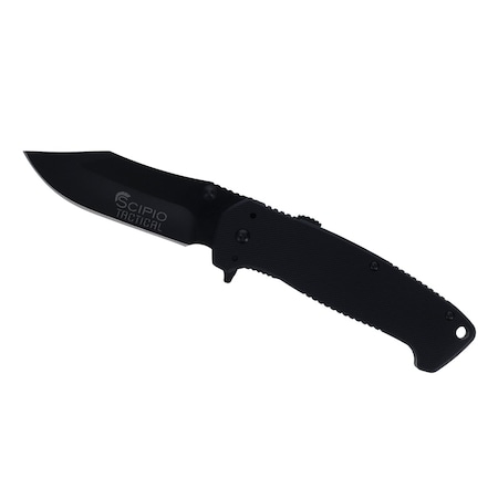 Scipio Night Tracer Assisted-Opening Pocket Knife Stainless Steel Folding Knife - Black ST060B